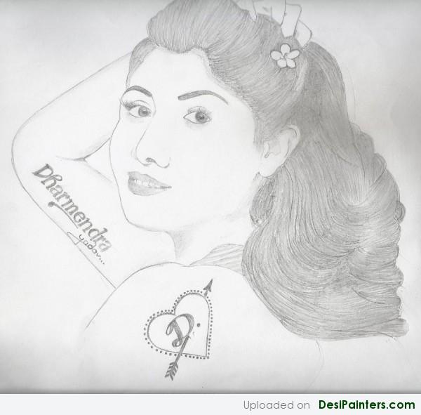 Pencil Sketch Of A Girl By Dharmendra