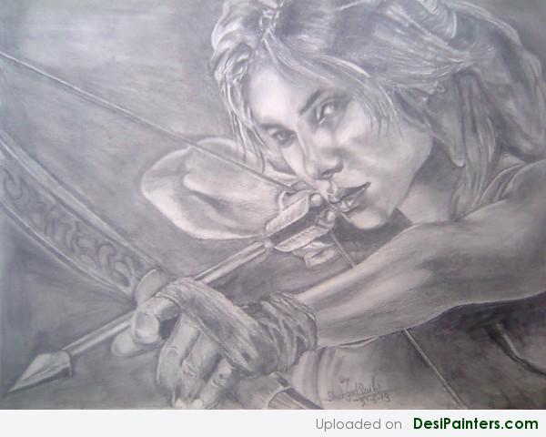 Pencil Sketch Of Tomb Raider - DesiPainters.com