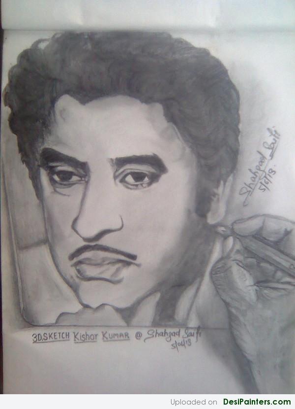 Sketch Of Former Singer Kishore Kumar - DesiPainters.com