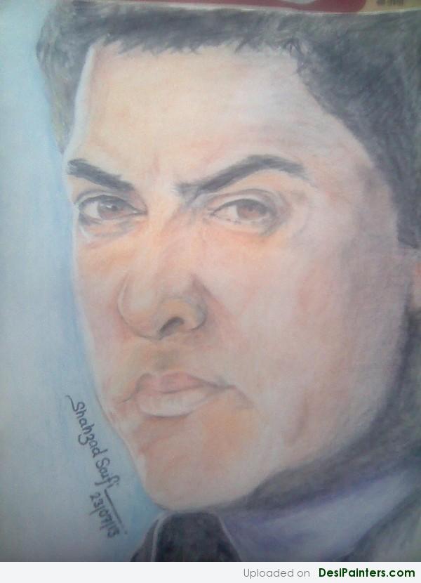 Pencil Colors Painting Of Aamir Khan