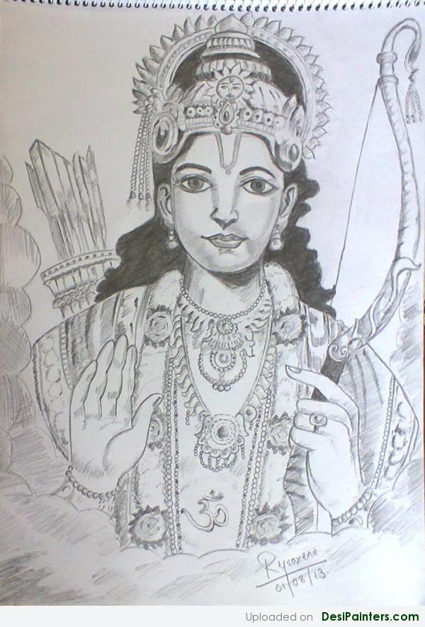 Pencil Sketch Of Shri Ram Ji - DesiPainters.com