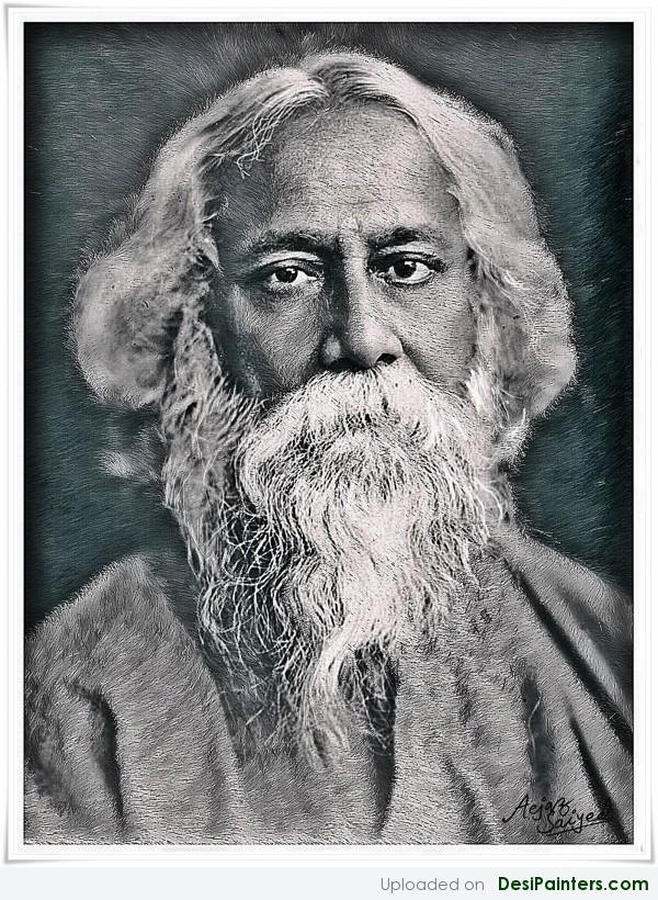 Digital Painting of Rabindranath Tagore - DesiPainters.com