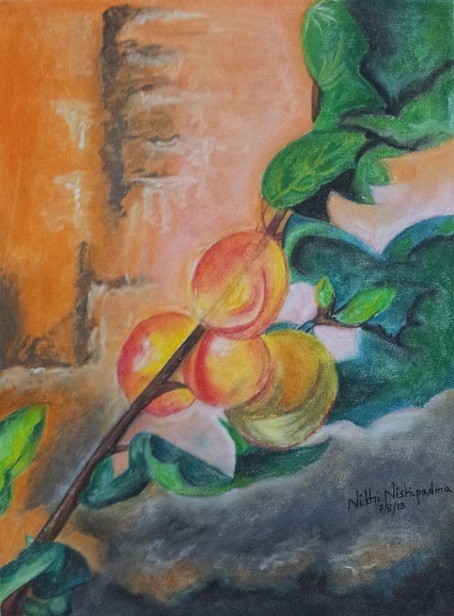 Painting Of Peaches By Nithi Nishipadma