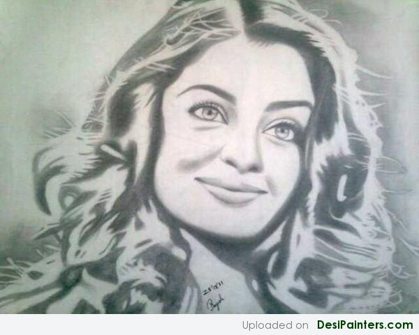 Pencil Sketch Of Aishwarya Rai - DesiPainters.com