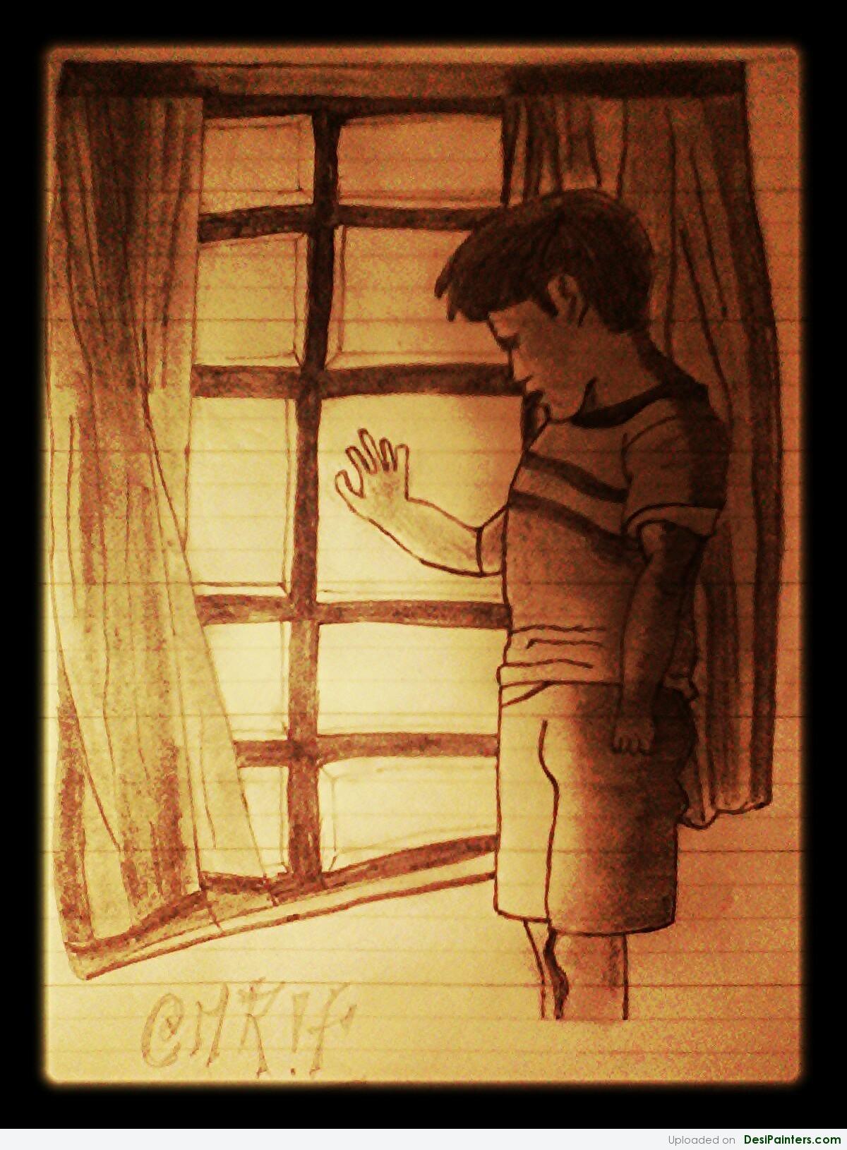 Sad Boy Pencil Art