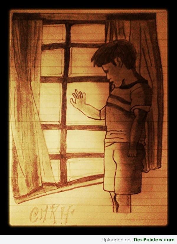 Pencil Sketch Of A Sad Boy