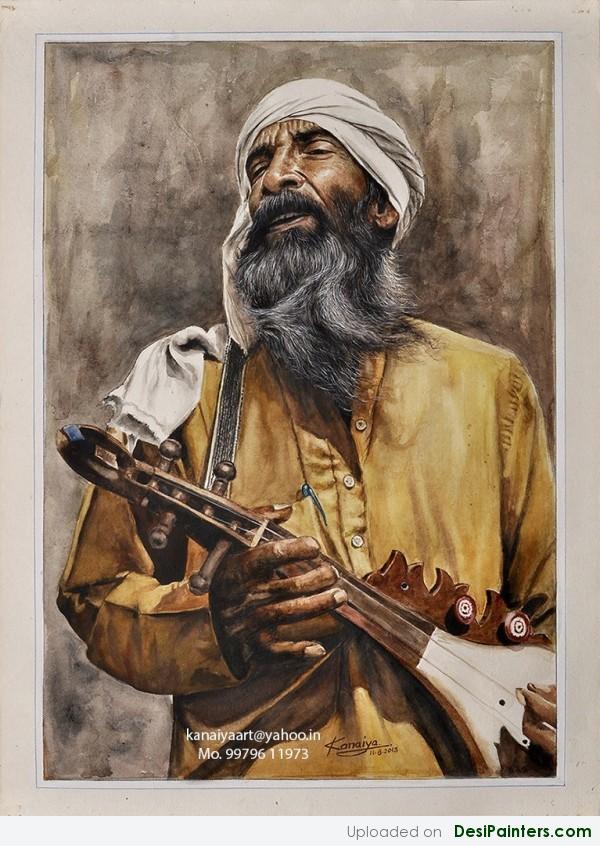 Watercolor Painting Of A Musician - DesiPainters.com