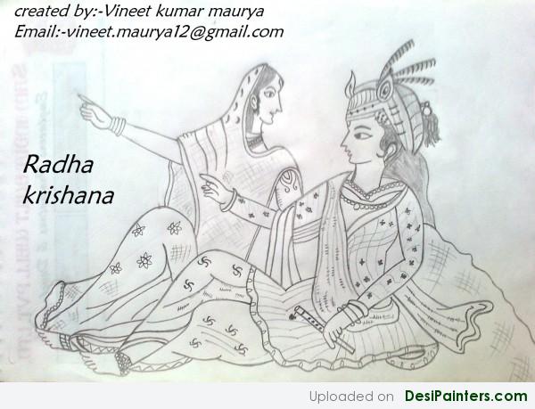 Sketch Of Radha and Krishan ji By Vineet Maurya - DesiPainters.com