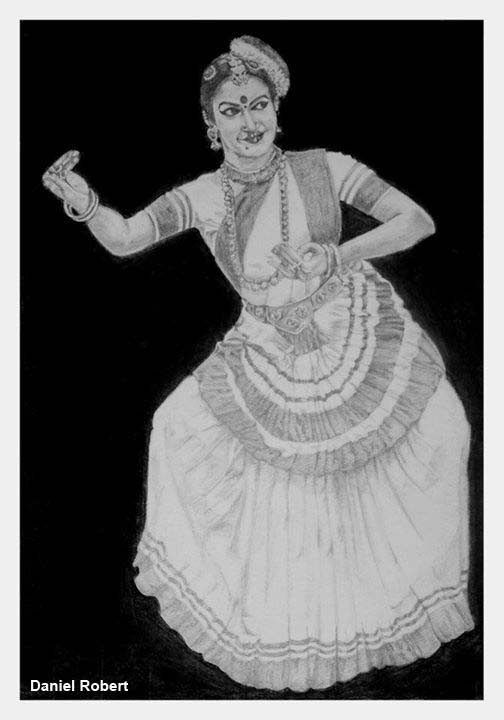 Sketch Of Mohiniyattam Dancer By Daniel - DesiPainters.com
