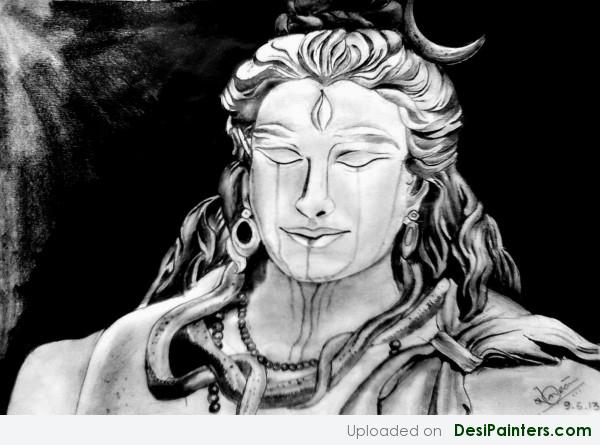 Charcoal Sketch Of Mahadev By Naveen Nirala - DesiPainters.com