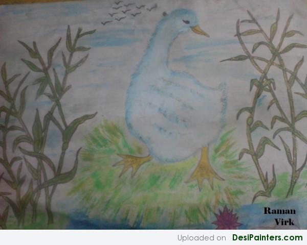 Watercolor Painting Of A Swan - DesiPainters.com