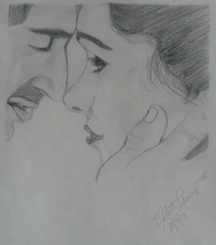 Pencil Sketch Of A Love Couple - DesiPainters.com