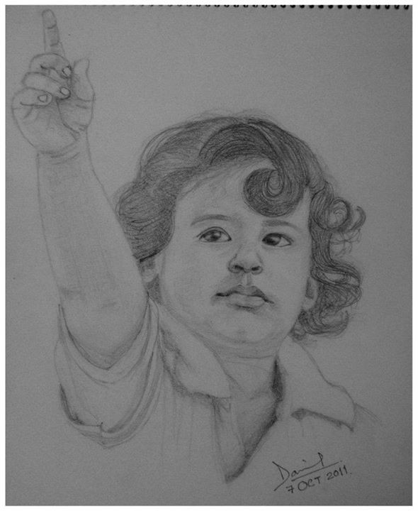 Pencil Sketch Of A Decent Child - DesiPainters.com