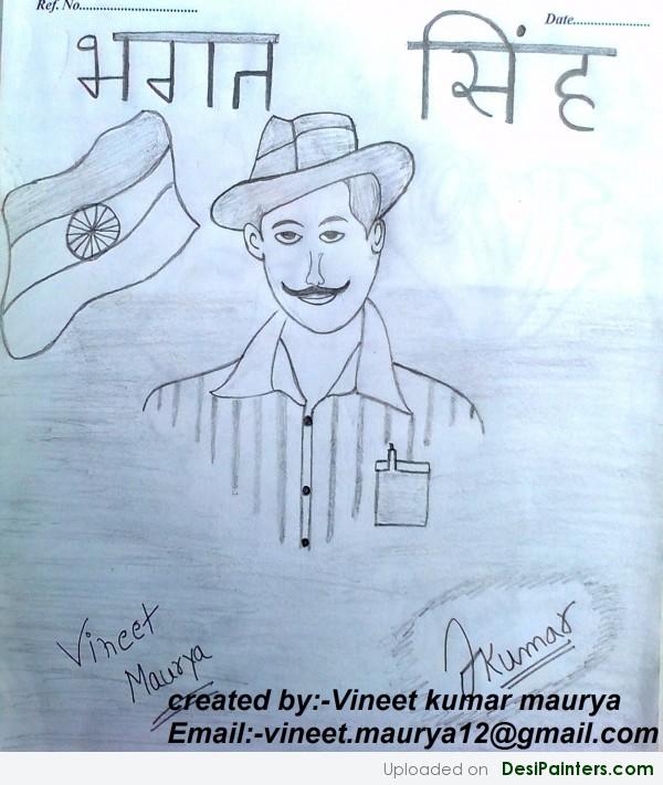 Pencil Sketch Of Bhagat Singh - DesiPainters.com