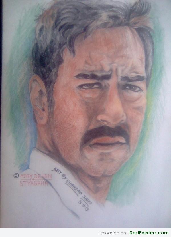 Pencil Colors Painting Of Ajay Devgan