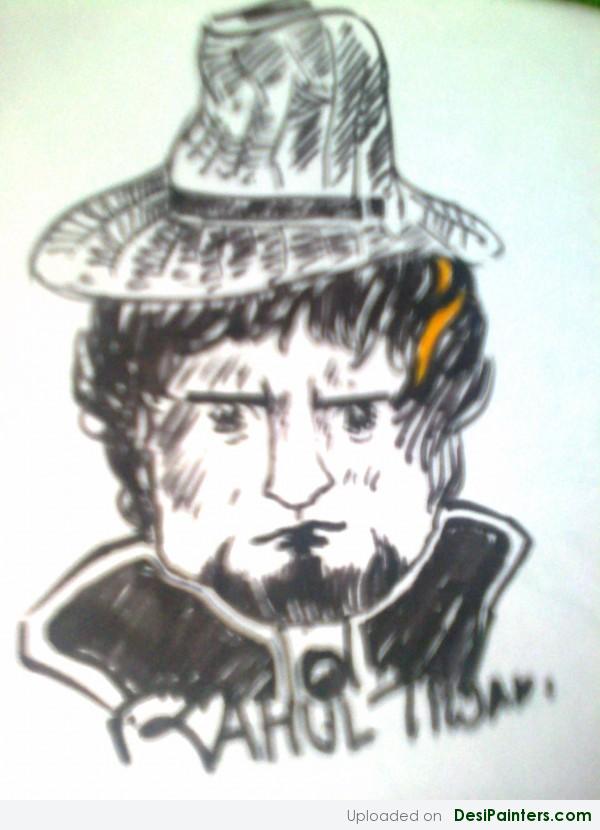 Charcoal Sketch Of A Man - DesiPainters.com