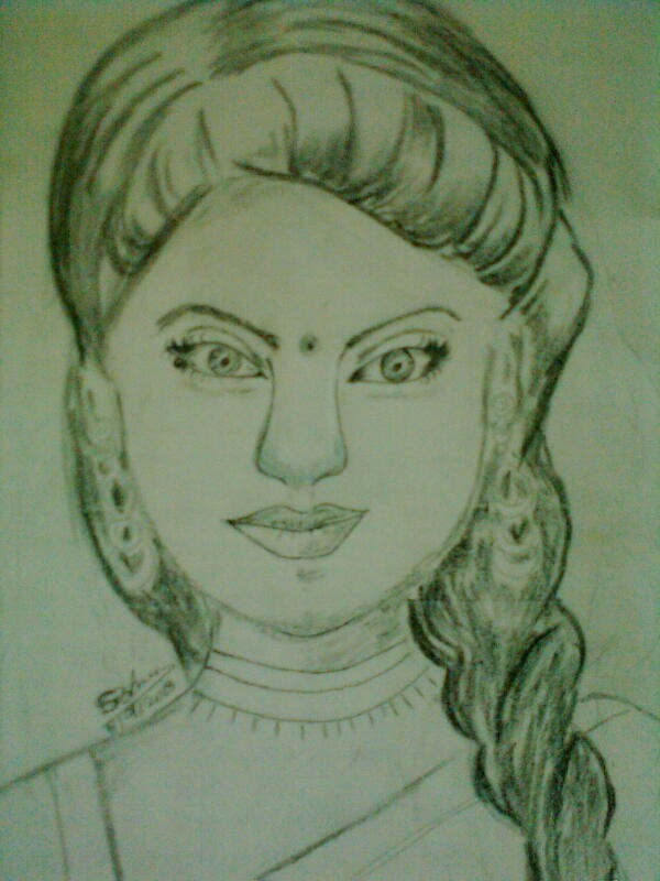 Sketch Of Jennifer Singh Grover - DesiPainters.com