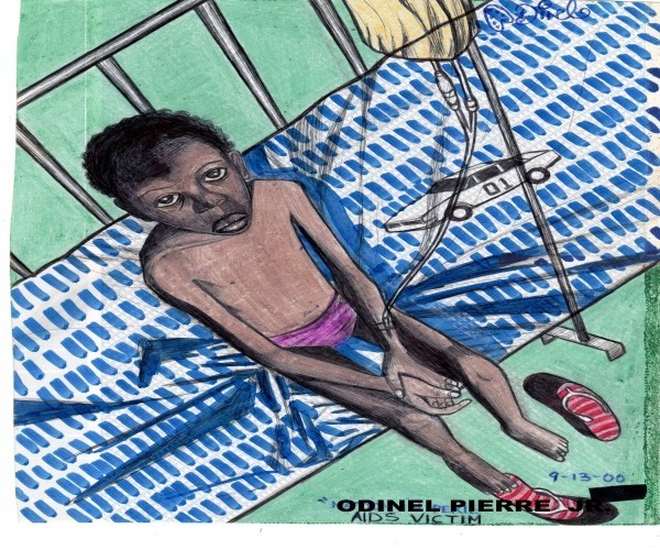 Painting Of An Aids Victim By Odinel Pierre