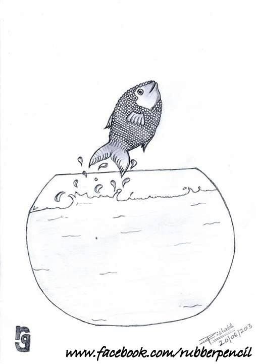 Pencil Sketch Of A Fish Pot By Rishabh