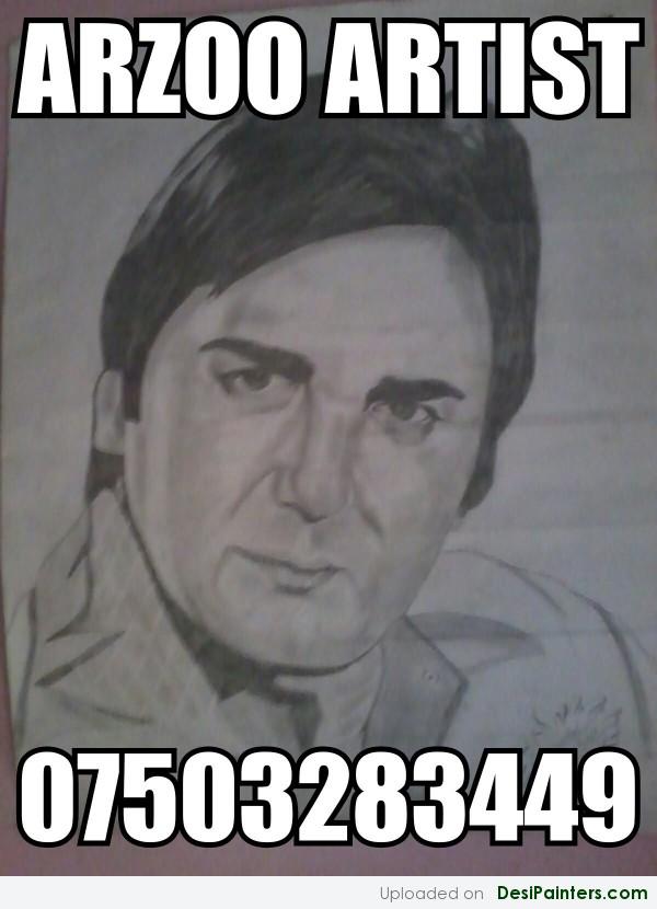 Charcoal Sketch Of Actor Sunil Dutt - DesiPainters.com