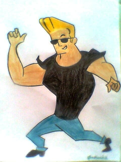 Painting Of Cartoon Character Johnny Bravo - DesiPainters.com