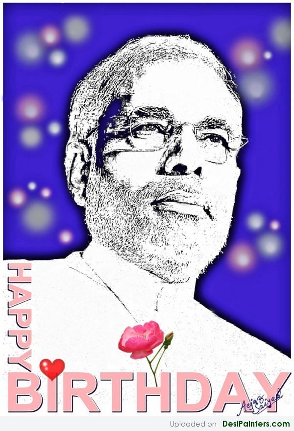 Digital Painting Of Narendra Modi By Aejaz Saiyed