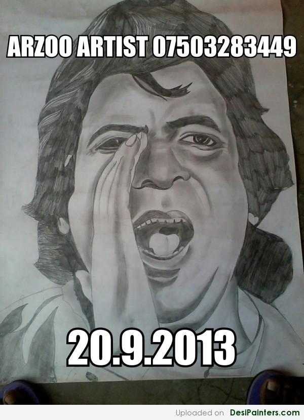 Charcoal Sketch Of Amitabh Bachchan - DesiPainters.com