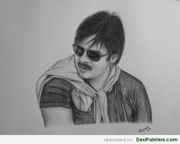 Pencil Sketch Of Pawan Kalyan by Kumar Burra - DesiPainters.com