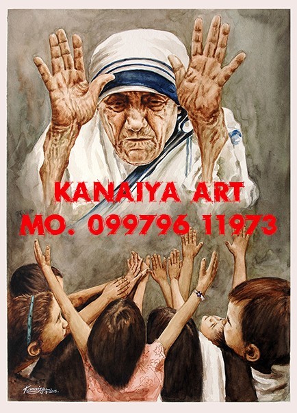 Painting Of Mother Teresa and Children - DesiPainters.com
