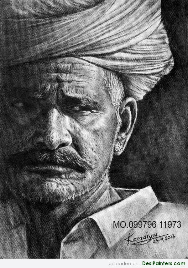 Charcoal Sketch Of A Man By Kanaiya Art - DesiPainters.com