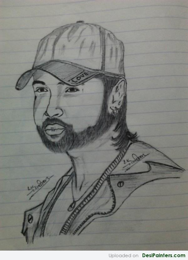 Pencil Sketch Of Singer Himesh Reshammiya - DesiPainters.com