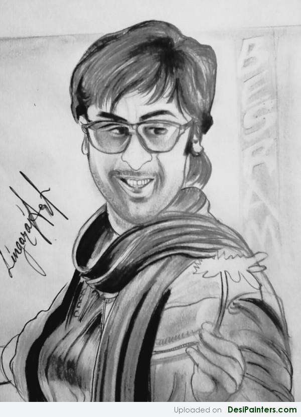 Charcoal Painting Of Actor Ranbir Kapoor - DesiPainters.com