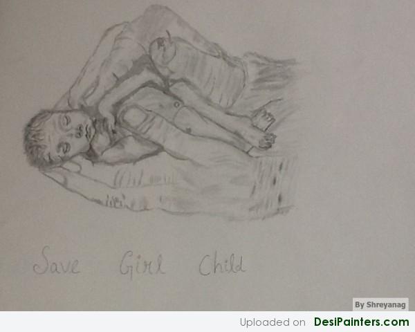 Pencil Sketch on Save Girl Child