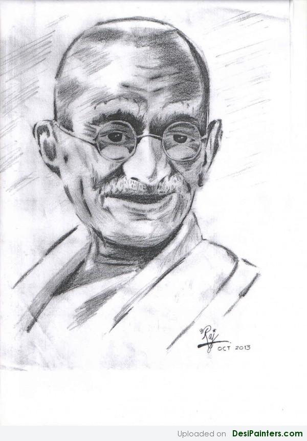 Charcoal Sketch Of Mahatma Gandhi - DesiPainters.com