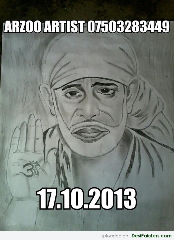 Sketch Of Sai Baba By Arzoo Art - DesiPainters.com