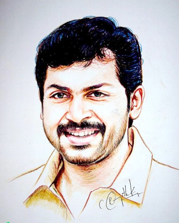 Painting Of Tamil Actor Karthi - DesiPainters.com