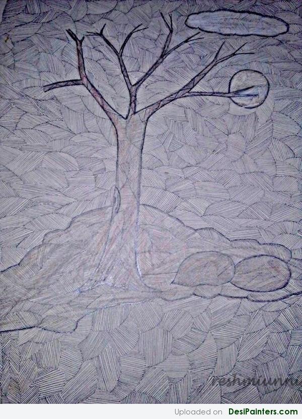 Pencil Sketch Of A Tree - DesiPainters.com