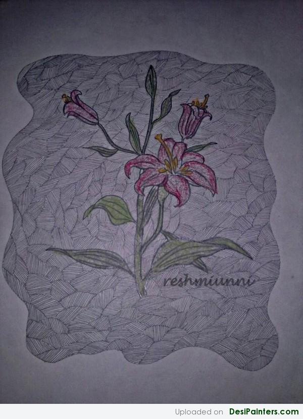 Pencil Colors Painting Of Flowers