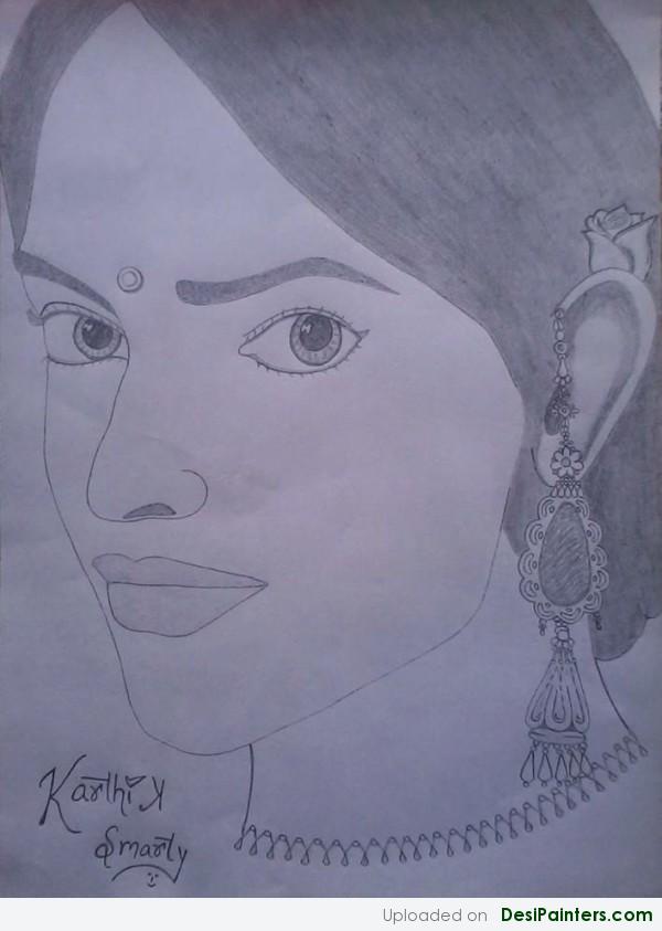 Sketch Of Deepika Padukone by Karthik smarty - DesiPainters.com