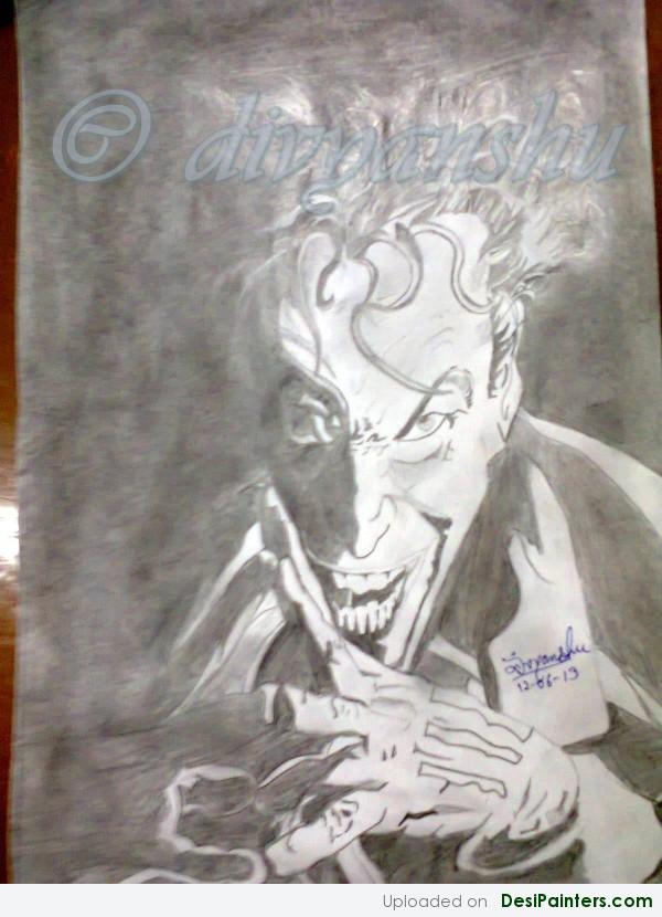 Sketch Of A Scary Joker By Divyanshu Shukla