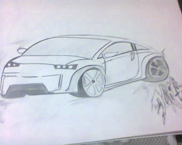 Pencil Sketch Of A Car - DesiPainters.com