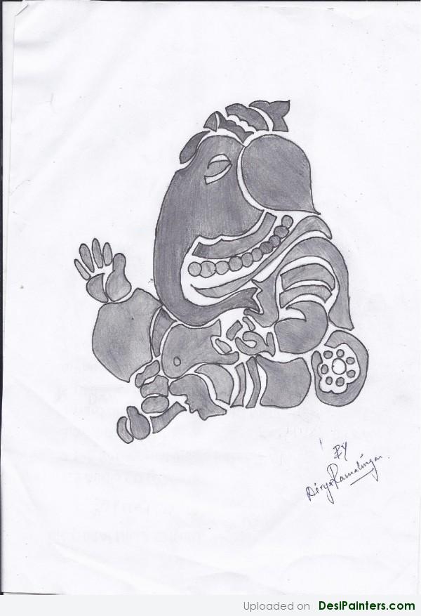 Pencil Sketch Of Lord Ganesh Ji - DesiPainters.com