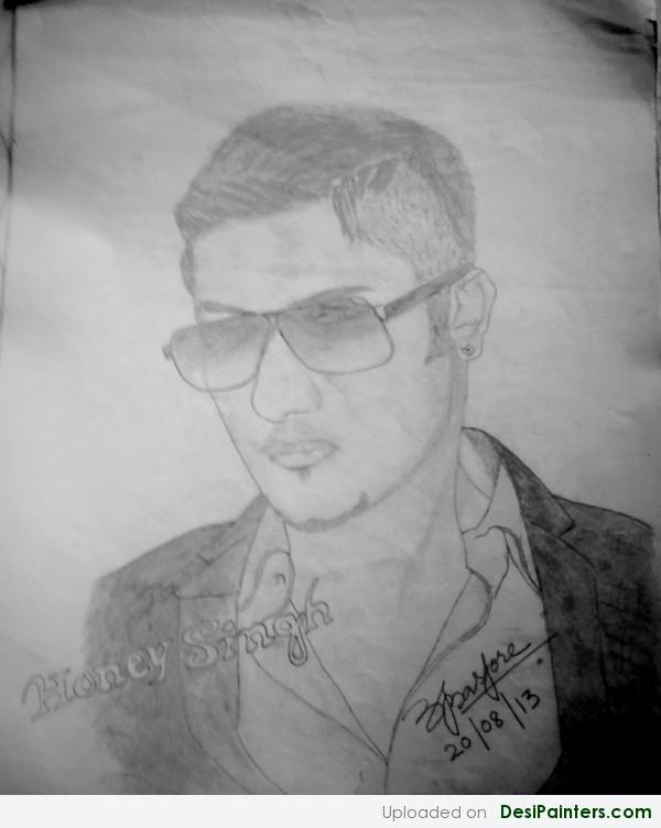 Pencil Sketch Of Singer and Rapper Honey Singh - DesiPainters.com