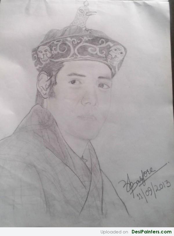 Sketch Of The King of Bhutan - DesiPainters.com
