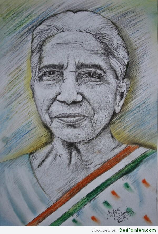 Crayon Painting Of Dr. Kamla Beniwal