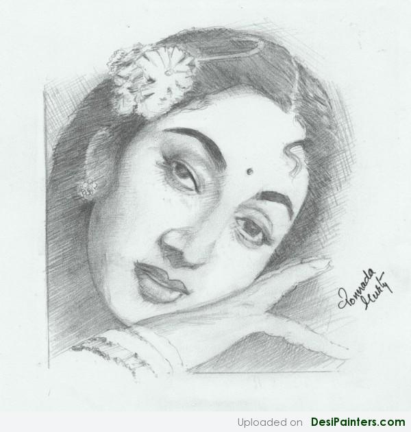 Pencil Sketch of Mala Sinha 