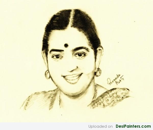 Sketch Of Playback Singer P.Susheela - DesiPainters.com