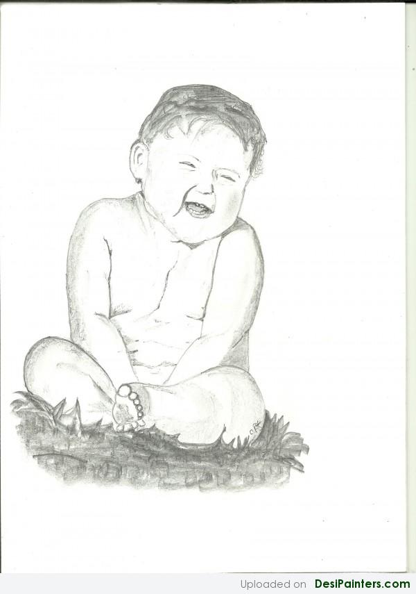 Sketch Of A Laughing Baby - DesiPainters.com