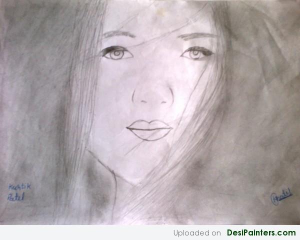 Sketch Of A Girl By Patel Kartik - DesiPainters.com