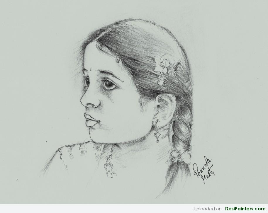 Pencil Sketch Of Indian Teenage Girl | DesiPainters.com
